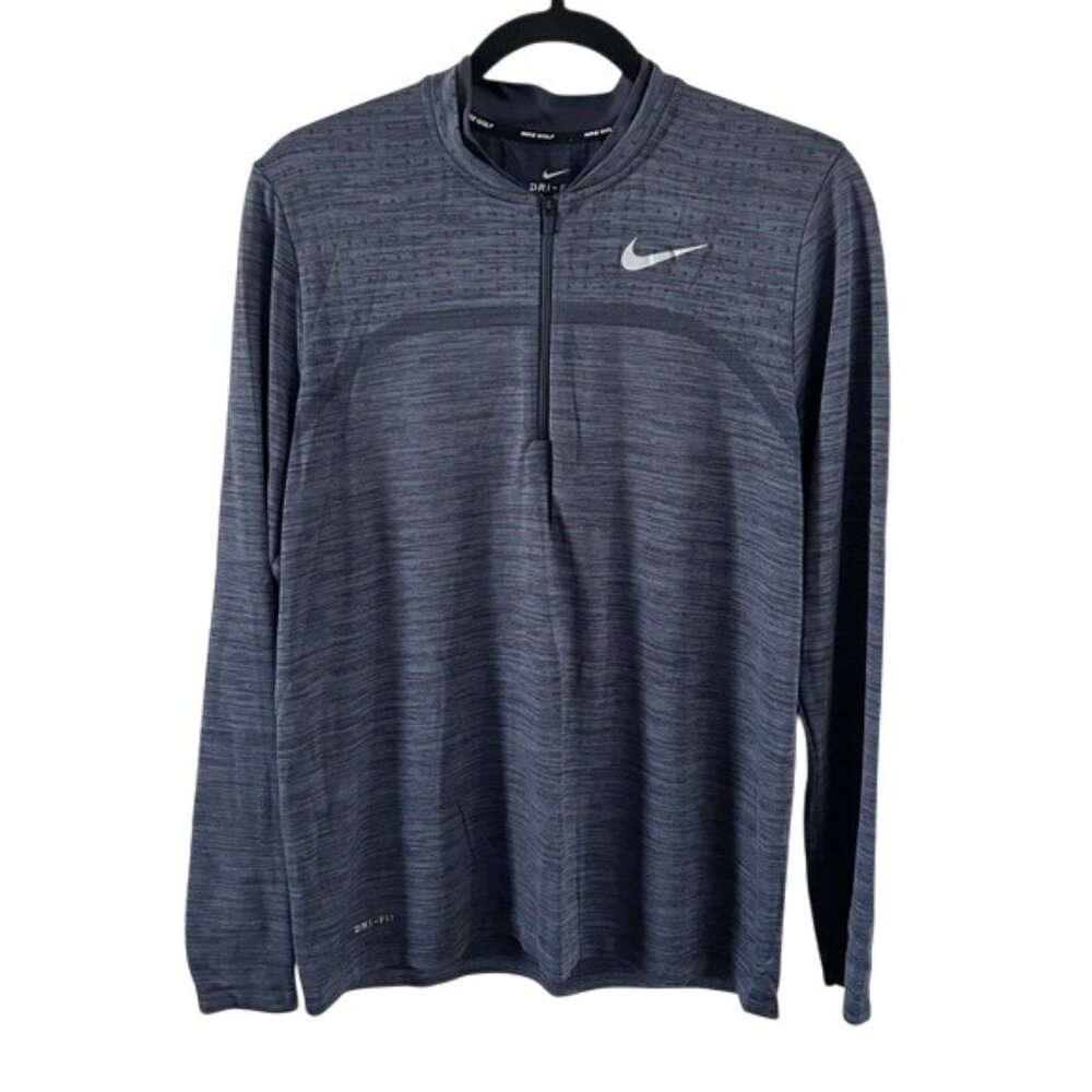 Nike 1/4 Zip Ventilated Blue Pullover Athletic Long Sleeve Sz Medium